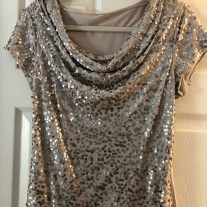 Beautiful Taupe dressy top by INC Size Small